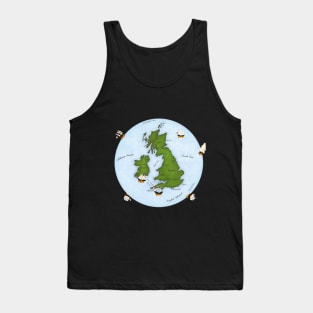 Great Britain Map With Sailing Ships Tank Top